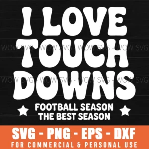 Love Touchdowns Funny Heart American Football Game Day Svg Png
