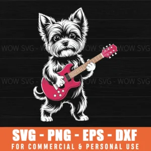Vintage Yorkie Rock Svg Png