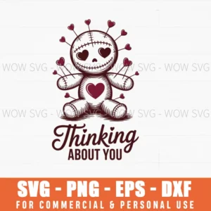 Thinking About You Svg – Funny Sassy Voodoo Doll Valentine Design Png