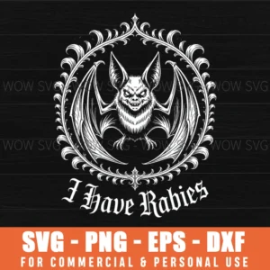I Have Rabies Bat Grunge Y2K Vintage 90S Png Svg