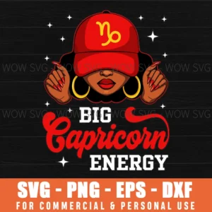 Capricorn Energy Black Woman Red Cap Zodiac Astrology Svg Png