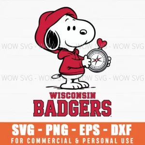Wisconsin Badgers Snoopy Holding Compass Digital Download Svg Png