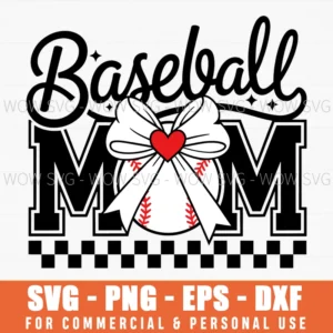 Baseball Mom Ribbon Funny Game Day Valentines Svg Png