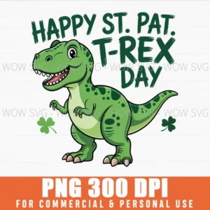 Happy St Patricks Day T Rex Dinosaur Shamrock Png