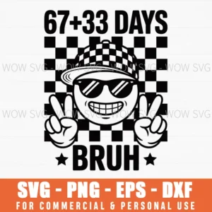 67+33 Days Bruh ,Happy 100 Days Of School Svg Png