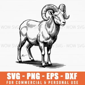 Outdoor Hunting Rocky Mountain Bighorn Sheep Ram Full Curl Svg Png