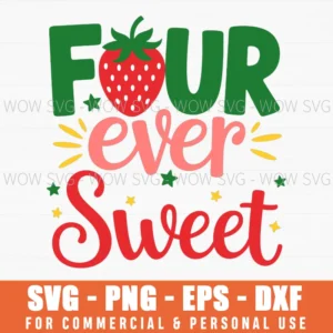 Fourever Sweet Strawberry 4Th Birthday Grinch Heart Christmas Svg