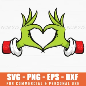 Grinch Heart Hands Christmas Green Man Svg Png Eps