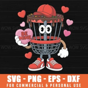 Disc Golf Equipment Player Valentine Hearts Costume Dripped Svg Png