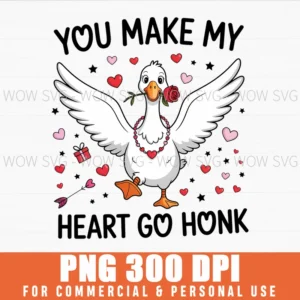 Funny Valentine Goose Heart Honk Love Pun Gift Png