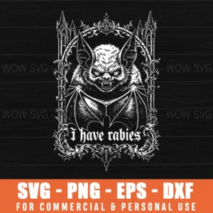 I Have Rabies Bat Svg, Grunge Y2K Vintage 90S Bat Design,