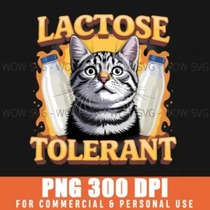 Lactose Tolerant Funny Cat Milk Retro Vintage 90S Meme Png