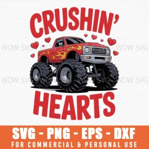 Boy Valentine Monster Truck Png – Crushin Hearts Kids Vday Design Svg