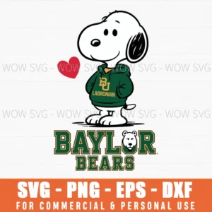 Baylor Bears Snoopy With Heart Digital Download Svg Png