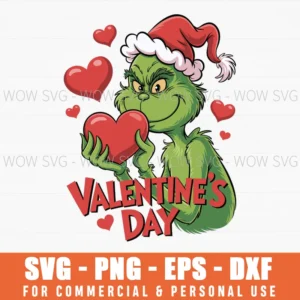 Grinch Valentine'S Day Png, Valentine Day Gift For Her Svg Png