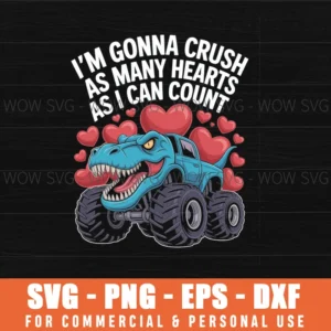 Monster Truck Toddler Valentines Svg Png