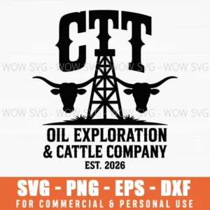Retro Ctt Oil Exploration And Cattle Est 2026 Svg Png