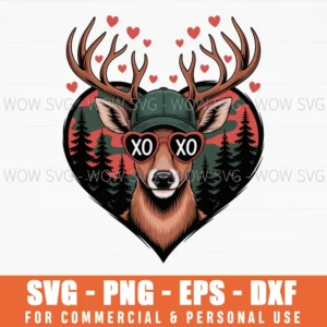 Xoxo Valentine Buck Camo Deer Retro Hunting Valentines Day Svg Png