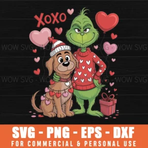 Retro Grinch Valentine Png Funny Character Valentine, Grinch, Xoxo Svg