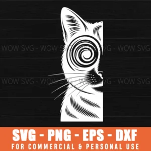 Hypnotic Cat Spiral Eyes Trippy Psychedelic Surreal Art Svg