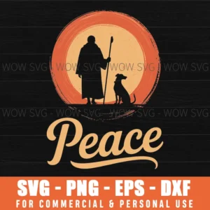 Retro Walk For Peace Monks With Aloka Dog Svg Png