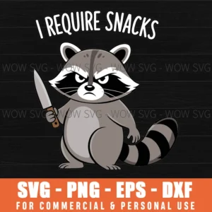 Raccoon Eating Funny Snacks Lover Cute Animal Svg Png