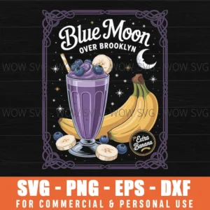 Blue Moon Over Brooklyn Extra Banana Lover Retro 80S Svg Png