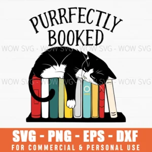 Purrfectly Booked Lazy Cute Cat Animal Relaxing Svg Png