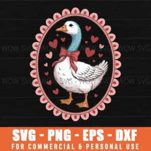 Valentine Goose Preppy Coquette Girly Trendy Design Svg Png