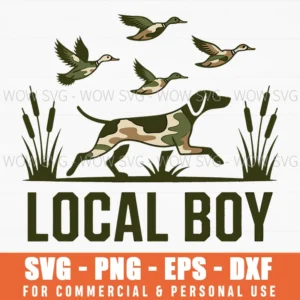 Local Boy Southern Duck Hunting Black Lab Outdoor Retro Svg