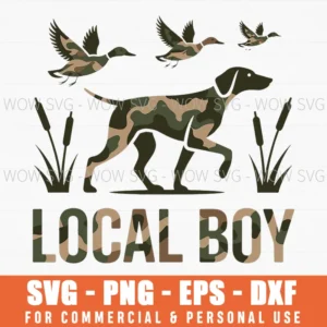 Retro Southern Boy Hunter Dog Duck Camo Svg Png