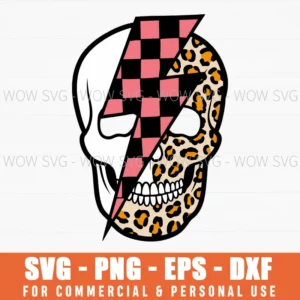 Leopard Skeleton Distressed Checker Svg Png Eps