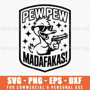 Pew Pew Madafakas Svg – Funny Bird With Guns Meme Design