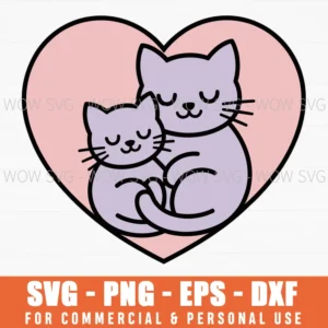 Romantic Kitten Valentine Illustrations For Cards Svg Png