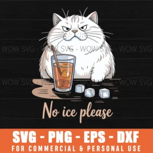 No Ice Please Cat Coffee Humor Artwork Svg Png