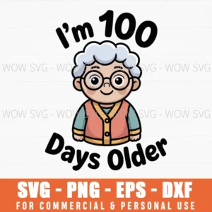 I’M 100 Days Older, 100 Days Of School Svg Png