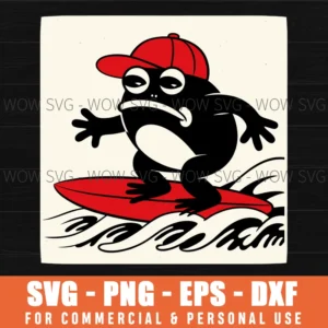 Funny Japanese Grumpy Frog Skateboard Art Kids Men Women Svg