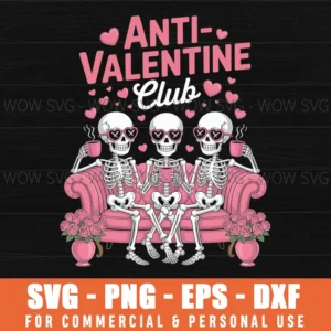 Anti Valentine Club Funny Single Girls Retro Design Svg Png