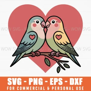 Lovebird Valentine’S Day Designs For Animal Enthusiasts Svg Png