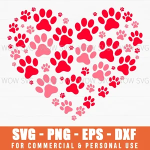Valentines Day Dog Mom Funny Paw Heart Svg Png