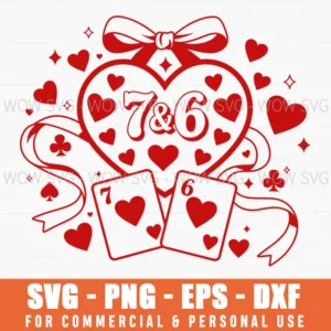 Playing Cards Valentine Preppy Six Seven Coquette Girly Svg