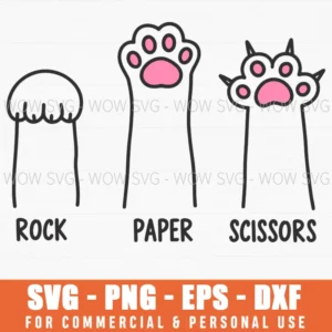 Rock Paper Scissors Cat Lover Game Funny Kids Svg Png
