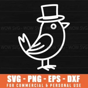 Minimalist Line Art Gentleman Bird Doodle Svg Png