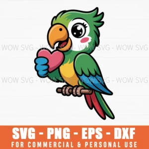 Cute Parrot Valentine Illustrations For Cards And Gifts Svg Png