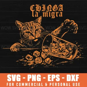 Chinga La Migra Cat No Ice Svg Png