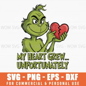 My Heart Grew Unfortunately Svg Grinch Valentine'S Day Png
