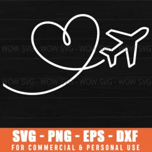 Airplane Heart Svg Png
