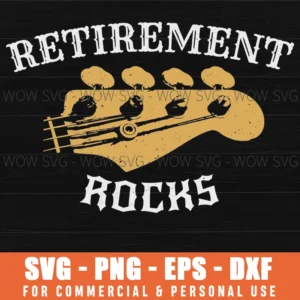 Retirement Rocks Bass Guitar Musician Music Player Svg Png