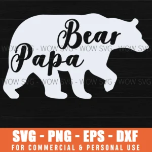Papa Bear Walking Silhouette Svg Png Dad Bear Wilderness Gift