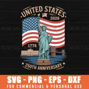 250 Years 1776-2026 250Th Birthday Patriotic American Flag Svg Png